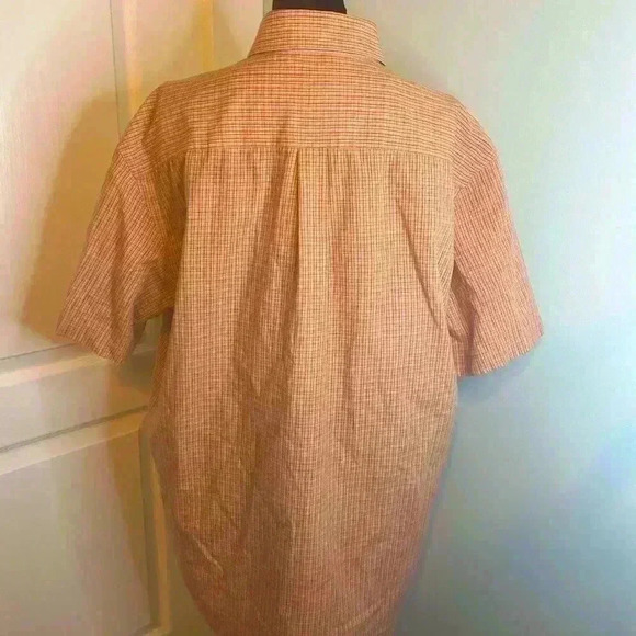 Van Heuson Men’s L No Iron Short Sleeve Orange Plaid Button Down - Picture 4 of 9